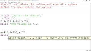 Volume and Area of a Sphere in Python