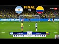 Argentina vs Colombia - Penalty Shootout | FINAL Copa America 2024 | Messi vs James | PES Gameplay