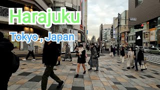 [4K] Harajuku Winter Walking Tour. Cloudy Weather. ( Tokyo, 28 January 2022 )