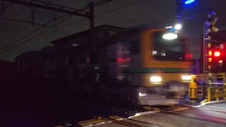 【中央線内試運転返却】GV-E197系(ホッパ車連結･PQ軸装着) 高崎線 大宮～宮原間にて