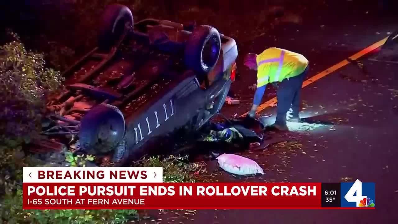 Police Pursuit Ends In Rollover Crash - YouTube