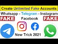 Create fake Whatsapp, facebook, Instagram, Telegram account | fake account number kaise banaye?