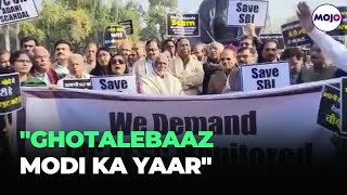 Watch | Opposition MPs Chant “Adani Sarkar Shame Shame” At Parliament House