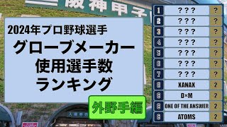 2024年度プロ野球選手グローブメーカー使用選手数ランキング外野手編