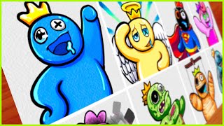 Drawing Rainbow Friends in Roblox | Blue other skin mods | Friday night Funkin | FNF Drawing