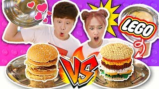 【樂高食物VS真的食物】和薑一一起挑戰挑食物遊戲 LEGO FOOD or REAL FOOD Challenge-基尼