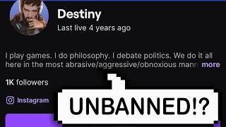 Destiny Gets UNBANNED on Twitch then this Happened | Destiny Responds to the UnBan