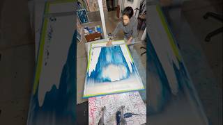 Abstract Painting Using Palette Knives \u0026 Tape| ASMR Process \u0026 Reveal🦴 #artprocess #abstractart