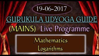 GURUKULAM ||  Mathematics - Logarithms (Mains) - P1  || LIVE INTERACTION With R.L.N. Murthy