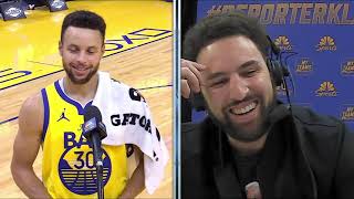 Klay Thompson Interviews Stephen Curry Postgame