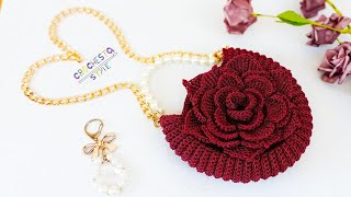 حقيبه كروشيه ورده mega flower/crochet flower bag blosa de gan Tığ işi çiçek çantası Saco de flores d