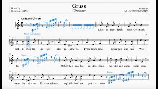 Gruss (Mendelssohn) | C Major | ABRSM Grade 3 | List B | 50 bpm | Sing-Along