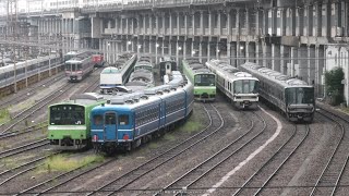 《JR西日本》8月21日午前7時ごろの網干総合車両所宮原支所非電化エリアの様子（R4.8.21）