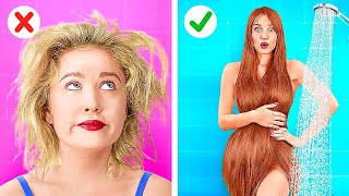SHORT HAIR VS LONG HAIR STRUGGLES💇‍♀️ Smart Beauty Hacks and Funny Situations by 123 GO!