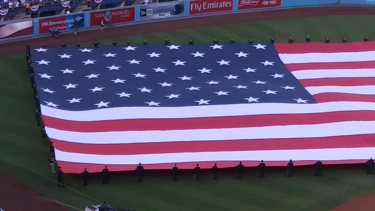 World Series Game 2 Dodgers.Brad Paisley With Fly Over. National Anthem ...