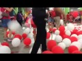 Crowd bursting balloons while leaving NDP 2016