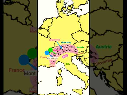 What countries and country borders intersect the Alps?