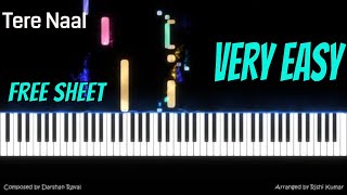 Tere Naal Piano Tutorial (Easy) | Piano Notes | Darshan Raval
