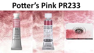 Potter's Pink PR233 Watercolor Comparison - Winsor & Newton, Schmincke, Roman Szmal