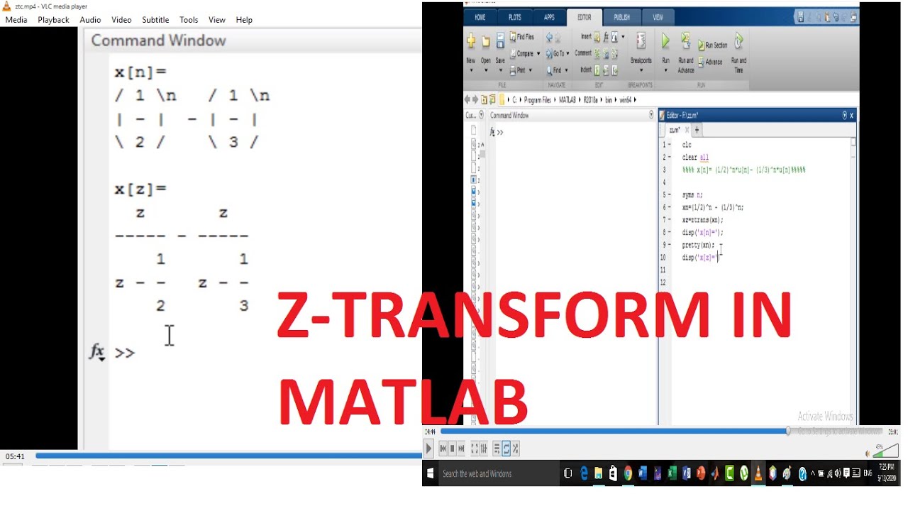 How To Calculate Z Transform In Matlab 2020 Youtube