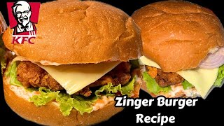 Crispy Zinger Burger Recipe | KFC style crispy chicken burger | how to make crispy chicken burger