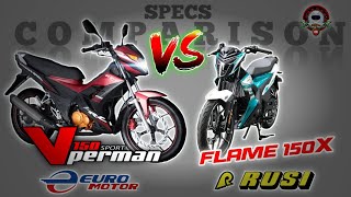 EURO VPERMAN 150 SPORT vs RUSI FLAME 150X SPECS COMPARISON