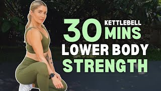 30 Min LOWER BODY KETTLEBELL STRENGTH (NO REPEAT) // Low Impact Workout