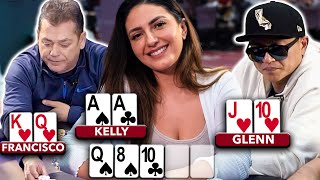 Kelly Minkin AA vs Top Pair vs Pair + Gutshot [Full Episode Poker Highlights] ♠ Live at the Bike!