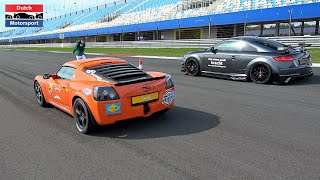 400HP Opel Speedster Turbo vs 660HP TTRS vs 500HP Macan Turbo vs 500HP RS3 - Drag Race!