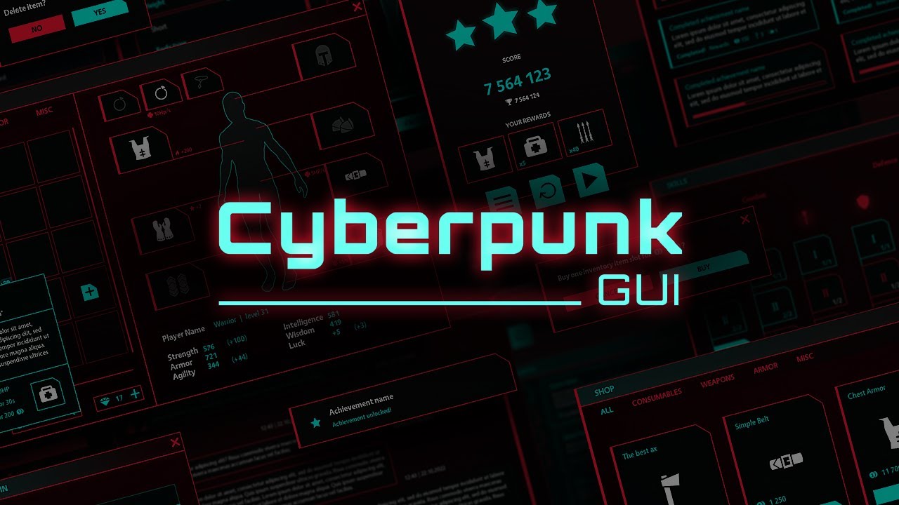 Cyberpunk GUI / UI Kit - Over 1300 PNG, Editable Sources! - YouTube