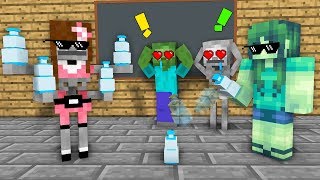 Monster School : Bottle Flip A GIRLS Challenge  - Minecraft Animation