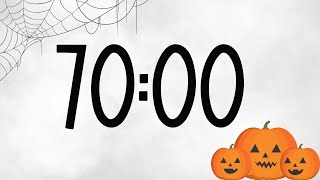 70 Minute Cute Halloween Pumpkin Timer (No Music, Spooky Synth Alarm at End)