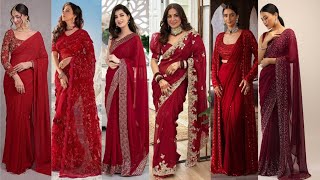 Red Saree Dress Collection\\Red Wedding Saree Designs\\Party Wear Dress Designs