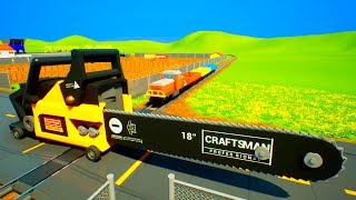 Stop The Train Giant Chainsaw - Brick Rigs Gameplay - Ultimate Car Destruction