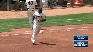 BAL@MIN: Sano lines a solo home run to left field