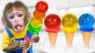 Monkey BuBu Play with Rainbow Ice Cream Truck and Play with Friend in the Garden - MONO BUBU ESP