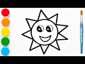 Fun Smiling Sun Drawing | Draw and Color a Cute Sun | Easy Sun Drawing