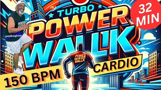 32-Minute Power Walk Cardio Low Impact Aerobics Exercise Workout | Fast Paced 150 BPM |