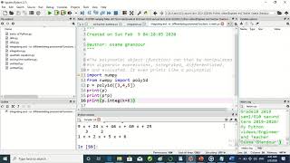 part 9 Python integrating and or differentiating polynomial functions in math By Engineer and