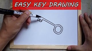 How to Draw a Key Outline Drawing – Easy Key Sketch Tutorials for Beginners Step by Step