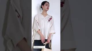 人気の着物衿シリーズの梅刺繍ブラウス #Shorts