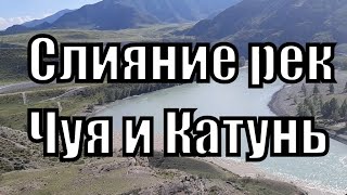 Слияние рек Чуя и Катунь. Природа Горного Алтая. Река Чуя. Река Катунь.