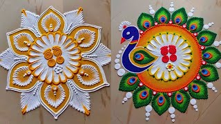 2 new  Peacock multi colored rangolis/Satisfying Sand Art/Relaxing Rangoli Video/satisfying video