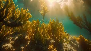 Seaweed gracefully sways, adding life and vibrant colors to the kelp forest in a dynamic underwater