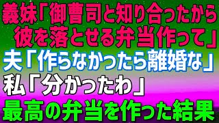 【スカッとする話】#義妹「意中の彼とお弁当食べるから彼を落とせる弁当作って！」モラ夫「作らなかったら離婚な」私「本当にいいのね？」渾身の弁当を用意→それがきっかけで義妹の婚約破談になるとはｗ