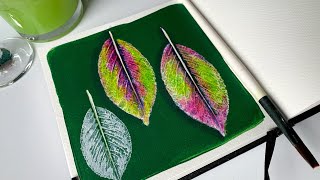 Sketchbook leaf painting / How to paint leaf / Leaf painting process
