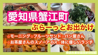 【愛知県蟹江町】ぷらーっとお出かけ🚗　モーニング⏩フルーツサンド⏩パン屋さん⏩お茶屋さんのスノーアイス⏩体に優しい愛情たっぷりランチ　#お出かけvlog #蟹江町 #愛知県#お出かけ#グルメ