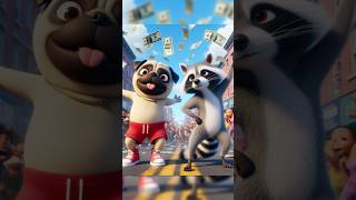 The pug wanted to eat ice cream and the raccoon helped him buy some #youtubeshorts #shorts #pug