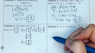 Evaluating Algebraic Expressions