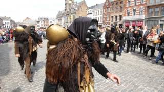 Mamuthones Sardaigne. Demonstration in Binche Belgium